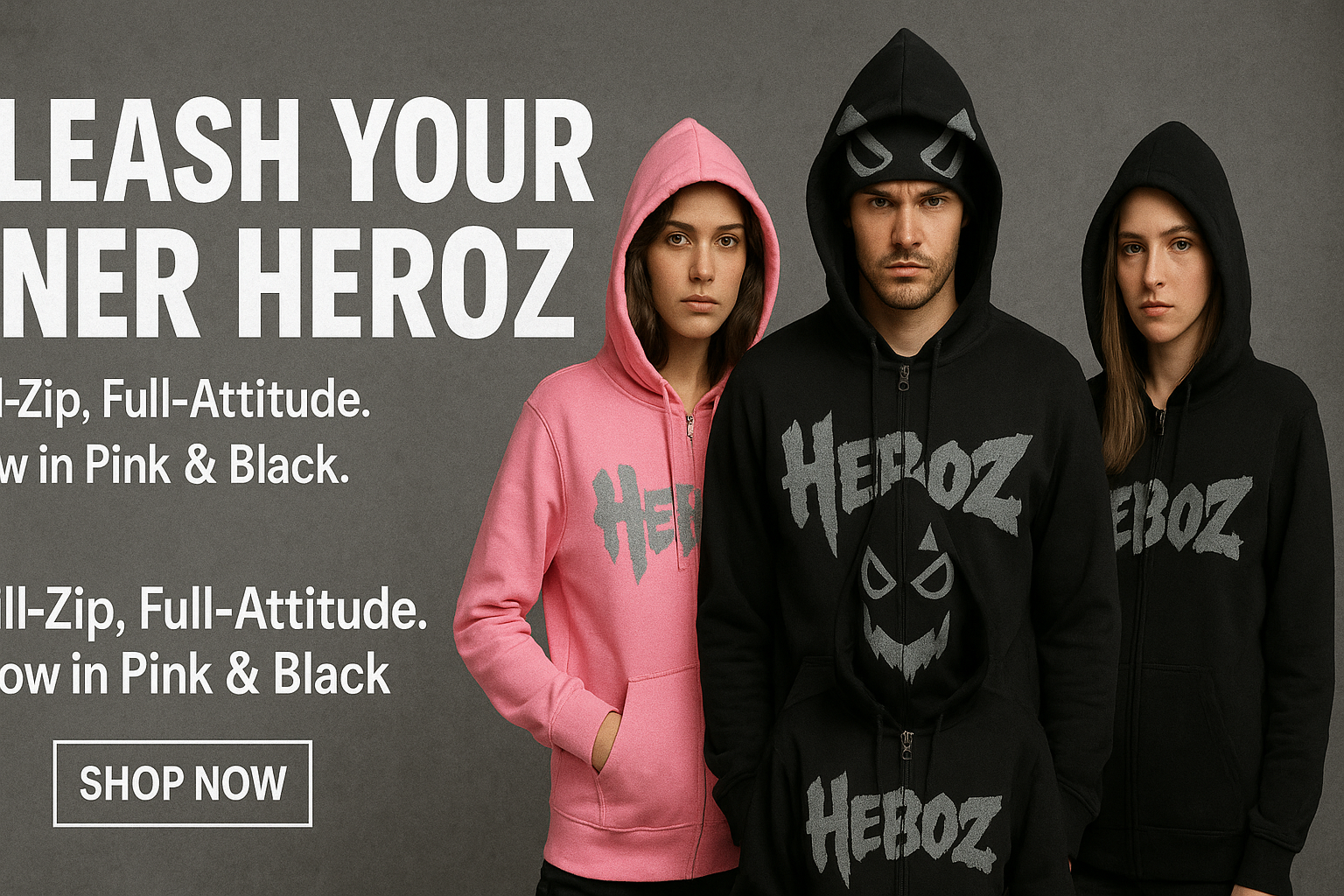 Heroz Zip Up Hoodie: Street-Ready Comfort with Bold Personality