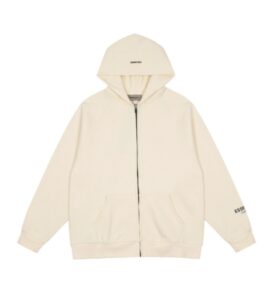 Essentials Beige Zip Up Hoodie